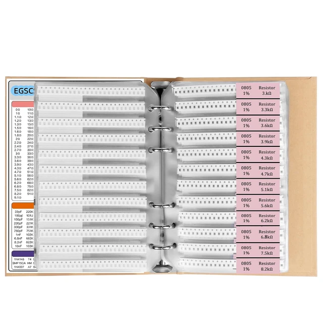 Alt view image 5 of 7 - 5600PCS 0805 SMD Resistor Kit from 0 to 10M 1%, Electronics Component Assortment with Resistors, Capacitors, Diodes, Transistors, IC, Inductors, LEDs Sample Book for DIY and Repair