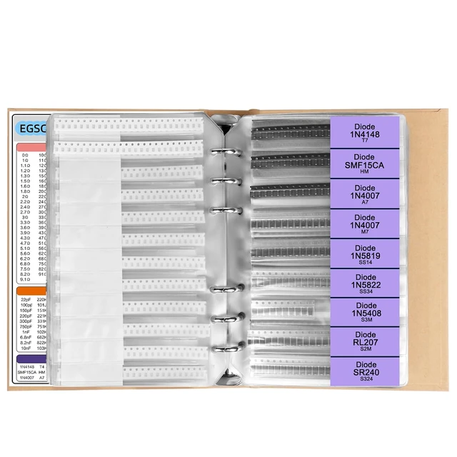 Alt view image 7 of 7 - 5600PCS 0805 SMD Resistor Kit from 0 to 10M 1%, Electronics Component Assortment with Resistors, Capacitors, Diodes, Transistors, IC, Inductors, LEDs Sample Book for DIY and Repair