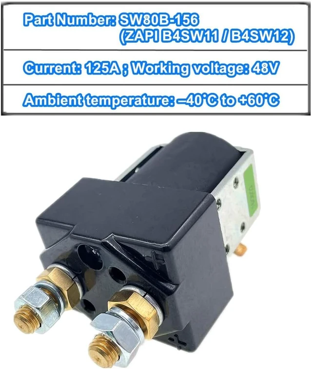 Alt view image 5 of 6 - Contactor SW80B-156, 48V 125A For Curtis ZAPI B4SW11 Controller, Electric Forklift/Golf Cart Solenoid,Single Pole Single Throw SW80B156 SW80156