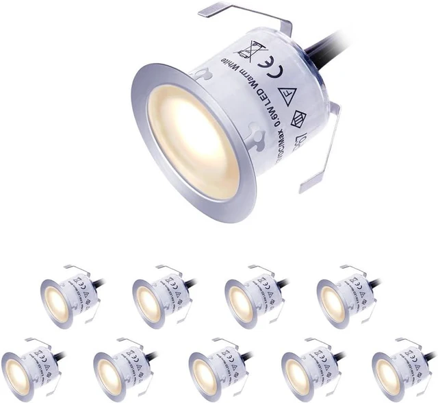 Main image of LED Deck Lights Kit 12V Low Voltage Waterproof IP67 Warm White Recessed Deck Lighting In Ground Light for Step Stair Garden Patio Wood Floor Outdoor Landscape Accent Lights Fixtures(Pack of 10)