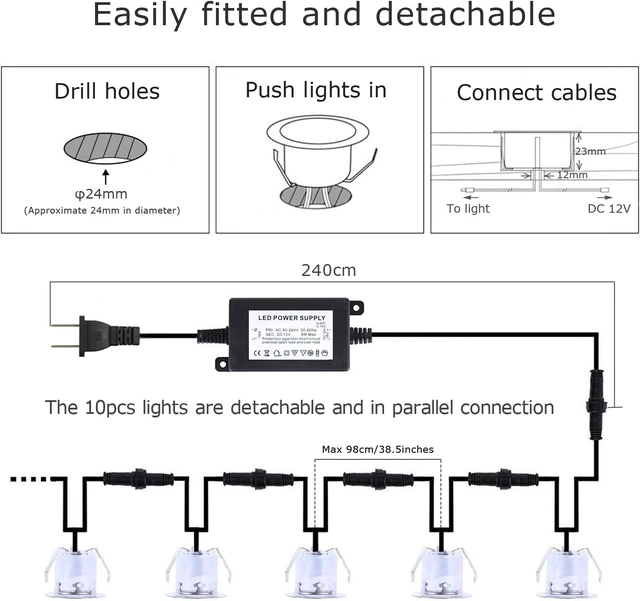 Alt view image 3 of 7 - LED Deck Lights Kit 12V Low Voltage Waterproof IP67 Warm White Recessed Deck Lighting In Ground Light for Step Stair Garden Patio Wood Floor Outdoor Landscape Accent Lights Fixtures(Pack of 10)