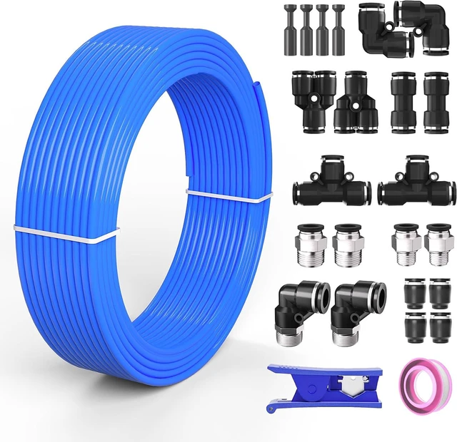 Main image of 1/2 OD Inch Air Line Hose Tubing Kit Poly Airline Blue