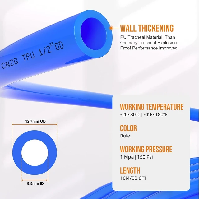 Alt view image 3 of 7 - 1/2 OD Inch Air Line Hose Tubing Kit Poly Airline Blue