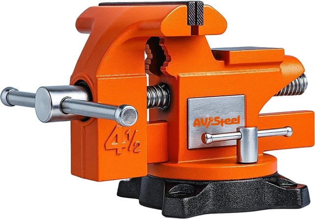 Main image of 4-1/2" Bench Vise with 240° Flexible Swivel Locking Base and Anvil, High-Strength Multi-Purpose Workbench Vise Heavy-Duty, Cast Iron Workbench for Woodworking, Drilling, Pipe Cutting