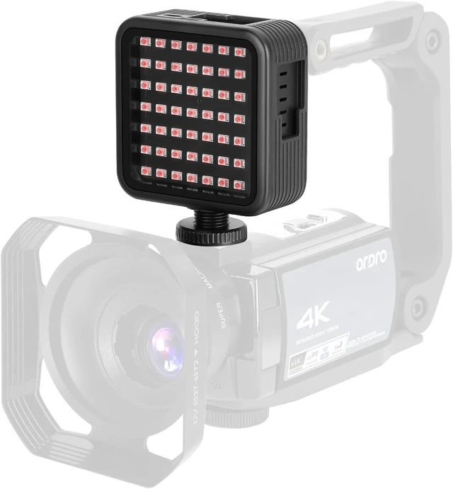 Alt view image 4 of 5 - LN-5 Mini IR Night Vision Light Infrared Photography Light for Video Camera Camcorder Built-in Rechargeable Battery with 3 Cold Shoe Mount for Vlog YouTube Video Recording