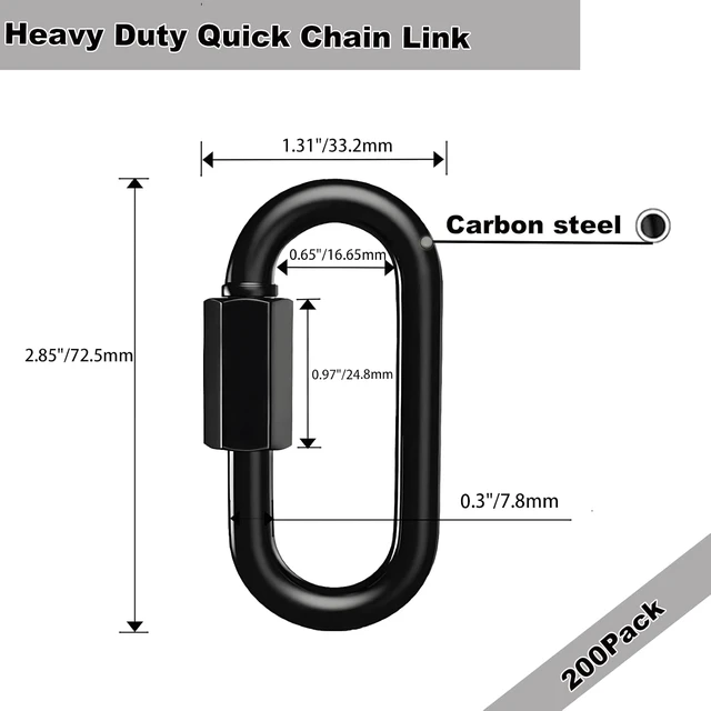 Alt view image 2 of 7 - 50PCS 3IN(M8) Black Galvanized Steel Quick Link Locking Connector