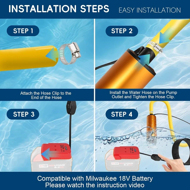 Alt view image 4 of 5 - Transfer Pump Compatible with Milwaukee M18 18V Battery(TOOL ONLY