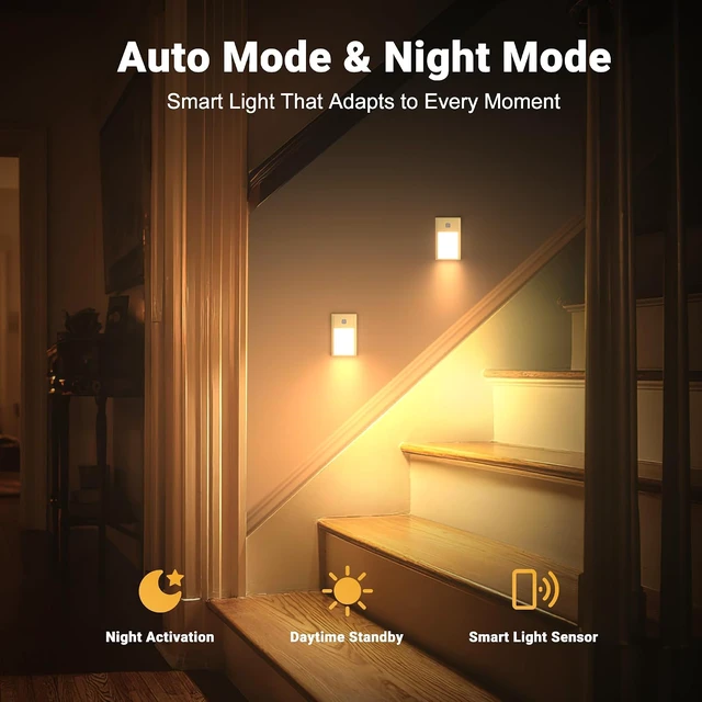 Alt view image 3 of 6 - Rechargeable Motion Sensor Night Light, 4-Pack Gold, 3000K