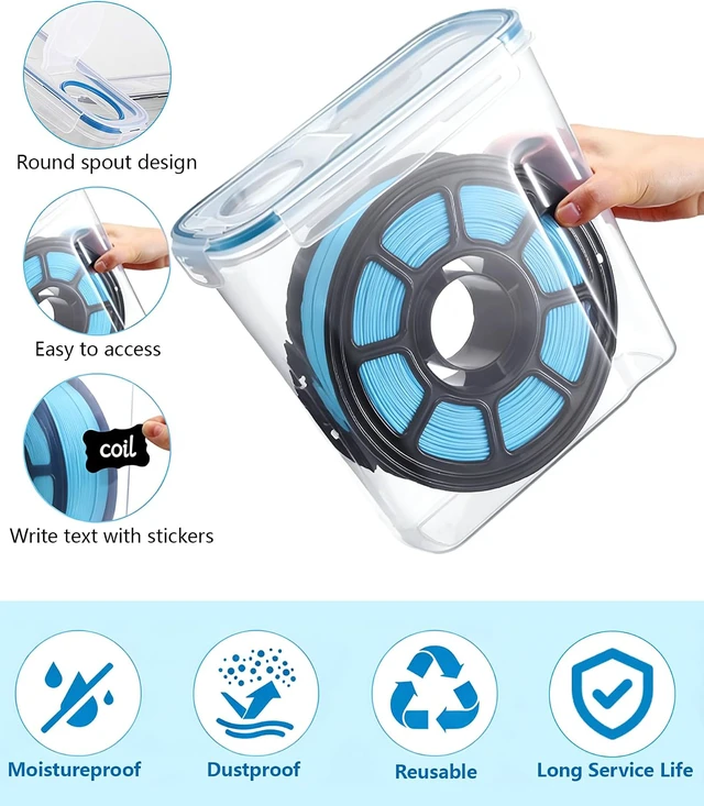 Alt view image 3 of 7 - Filament Storage Box 6 Pack with Desiccants, Labels for 3D Printing