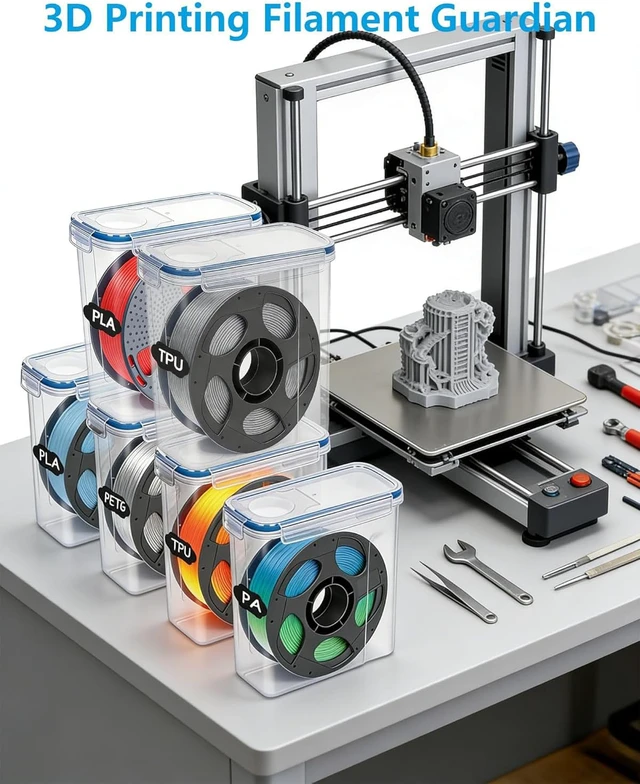 Alt view image 6 of 7 - Filament Storage Box 6 Pack with Desiccants, Labels for 3D Printing