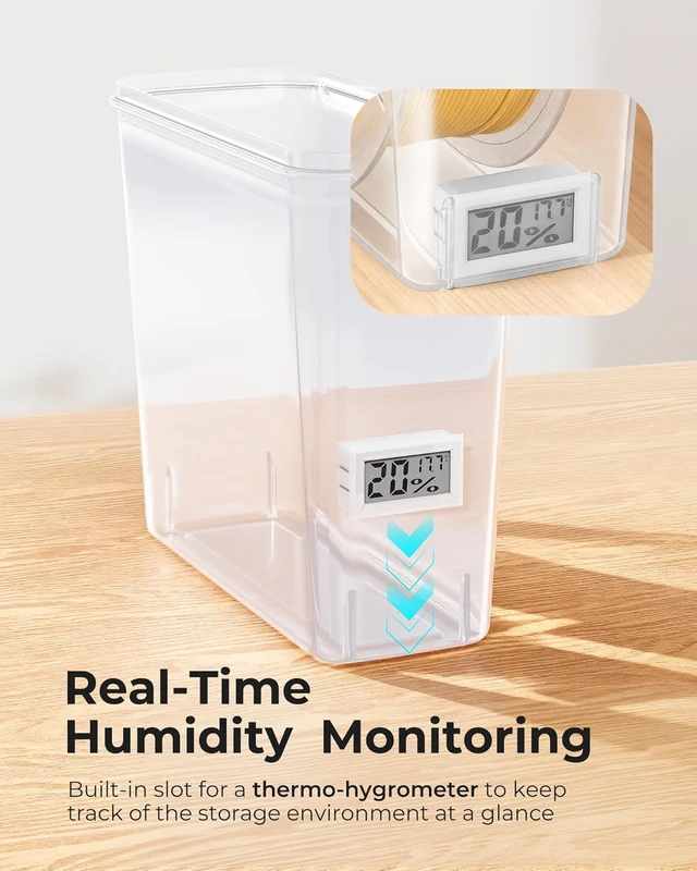 Alt view image 4 of 7 - Pro Filament Storage Box with Temperature & Humidity Monitor, Airtight Filament Storage Container with Desiccant for 1KG 1.75mm PLA ABS PETG TPU, Single Spool 3D Printer Filament Storage Box(6)