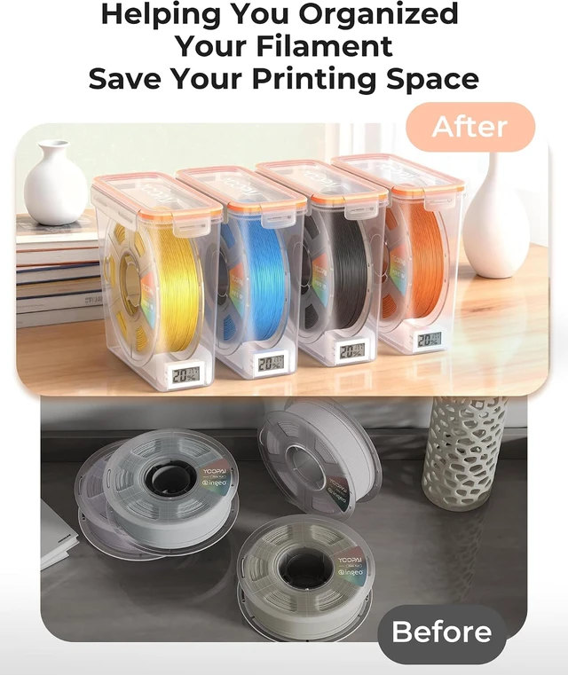 Alt view image 6 of 7 - Pro Filament Storage Box with Temperature & Humidity Monitor, Airtight Filament Storage Container with Desiccant for 1KG 1.75mm PLA ABS PETG TPU, Single Spool 3D Printer Filament Storage Box(6)
