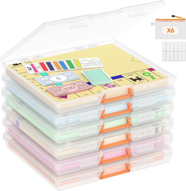 Main image of Board Game Storage Containers with Handle, 12.2''x10.6'', 6 Pcs