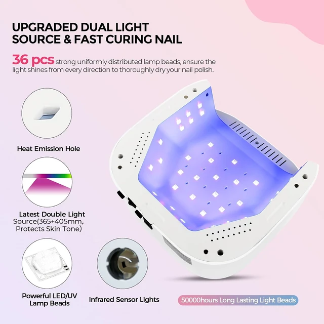 Alt view image 3 of 7 - UV Light for Nails, Plug-in UV LED Nail Lamp 54W UV Gel Lamp White