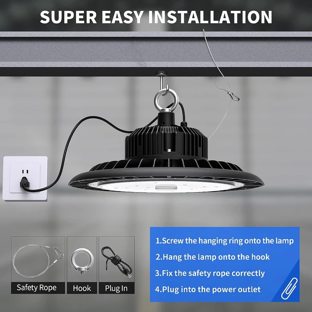 Alt view image 5 of 7 - 150W UFO LED High Bay Light, 21000LM 5000K ETL Warehouse Light AC110-277V