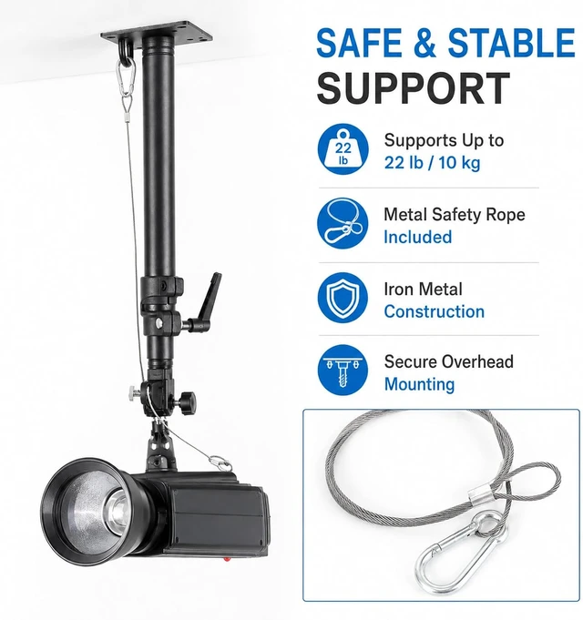 Alt view image 4 of 7 - 28in Studio Light Ceiling Mount Boom Arm,Adjustable Ceiling Projector Mount
