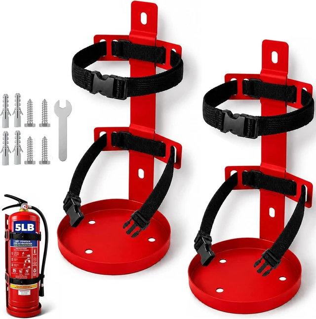 Main image of 5 lb Fire Extinguisher Wall Mount Bracket - Heavy Duty Adjustable Quick Release Metal Holder for 5 lb Fire Extinguishers2 Pack