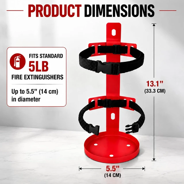 Alt view image 2 of 7 - 5 lb Fire Extinguisher Wall Mount Bracket - Heavy Duty Adjustable Quick Release Metal Holder for 5 lb Fire Extinguishers2 Pack