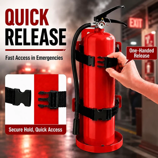 Alt view image 3 of 7 - 5 lb Fire Extinguisher Wall Mount Bracket - Heavy Duty Adjustable Quick Release Metal Holder for 5 lb Fire Extinguishers2 Pack