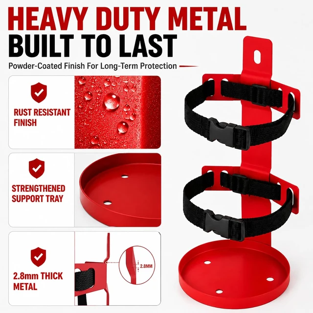 Alt view image 4 of 7 - 5 lb Fire Extinguisher Wall Mount Bracket - Heavy Duty Adjustable Quick Release Metal Holder for 5 lb Fire Extinguishers2 Pack