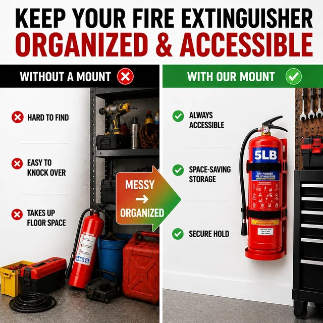 Alt view image 5 of 7 - 5 lb Fire Extinguisher Wall Mount Bracket - Heavy Duty Adjustable Quick Release Metal Holder for 5 lb Fire Extinguishers2 Pack