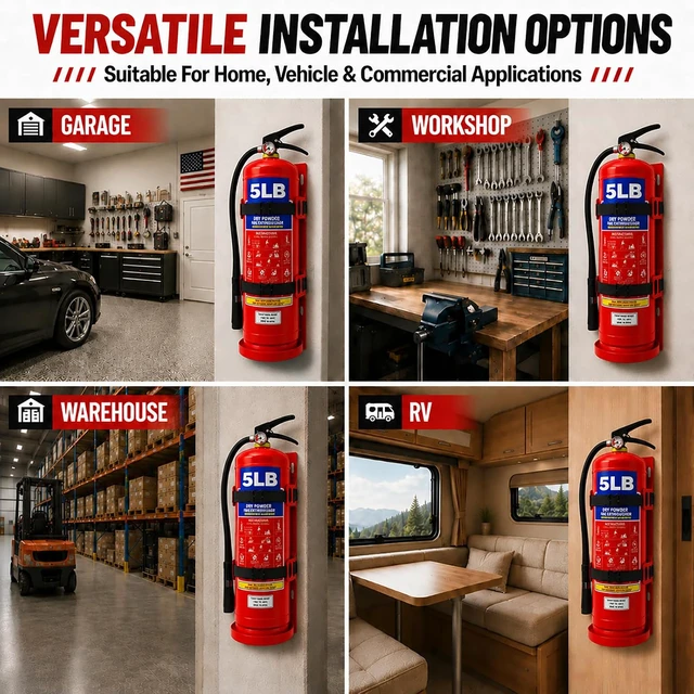 Alt view image 6 of 7 - 5 lb Fire Extinguisher Wall Mount Bracket - Heavy Duty Adjustable Quick Release Metal Holder for 5 lb Fire Extinguishers2 Pack