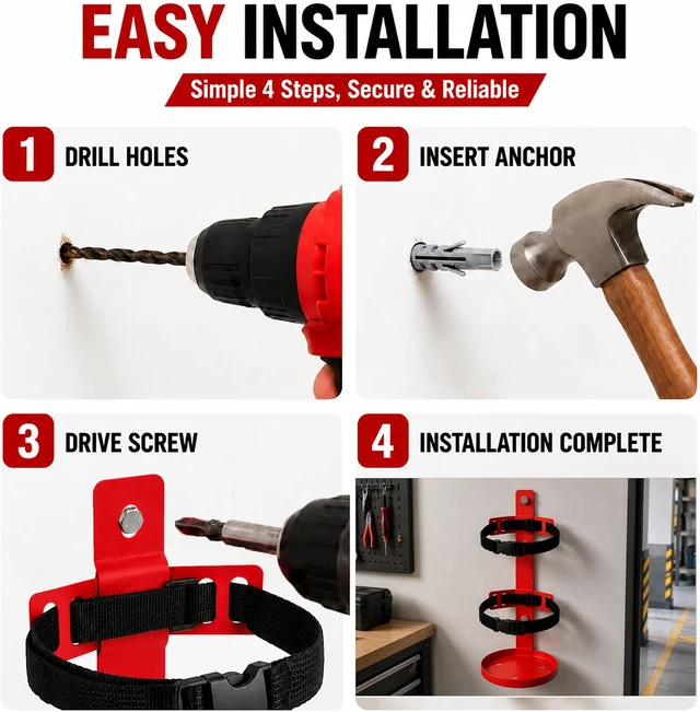 Alt view image 7 of 7 - 5 lb Fire Extinguisher Wall Mount Bracket - Heavy Duty Adjustable Quick Release Metal Holder for 5 lb Fire Extinguishers2 Pack