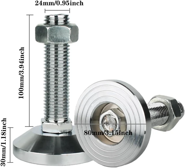 Alt view image 2 of 6 - Heavy Duty 6600 lb Solid Carbon Steel Leveling Feet M24 Thread