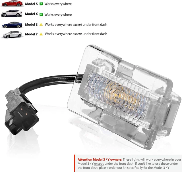 Alt view image 2 of 7 - Ultra-Bright Easy-Plug Replacement LED Interior Lighting Upgrade LEDs for Tesla Model S (Except Plaid), X, 3 and Y - Light Bulbs Kit fits Trunk, Frunk, Door Puddle, Foot-Well, etc - (4 Pack)