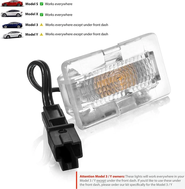 Alt view image 3 of 7 - Ultra-Bright Easy-Plug Replacement LED Interior Lighting Upgrade LEDs for Tesla Model S (Except Plaid), X, 3 and Y - Light Bulbs Kit fits Trunk, Frunk, Door Puddle, Foot-Well, etc - (4 Pack)