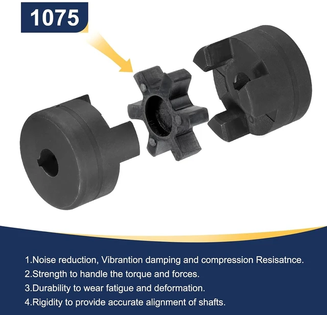 Alt view image 4 of 5 - 3/4" to 1-1/4" L100 Flexible 3-Piece L-Jaw Coupling Coupler Set & Buna-N NBR Rubber Spider for Log Splitter Hybrid Equipment