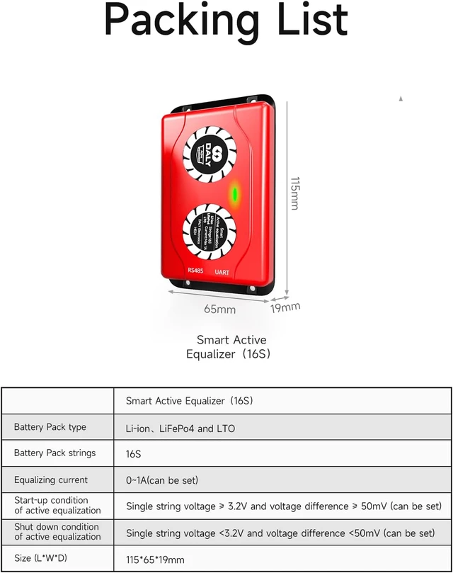 Alt view image 5 of 6 - Smart Active Balancer 16S 1A with Bluetooth for LiFePO4 Li-ion