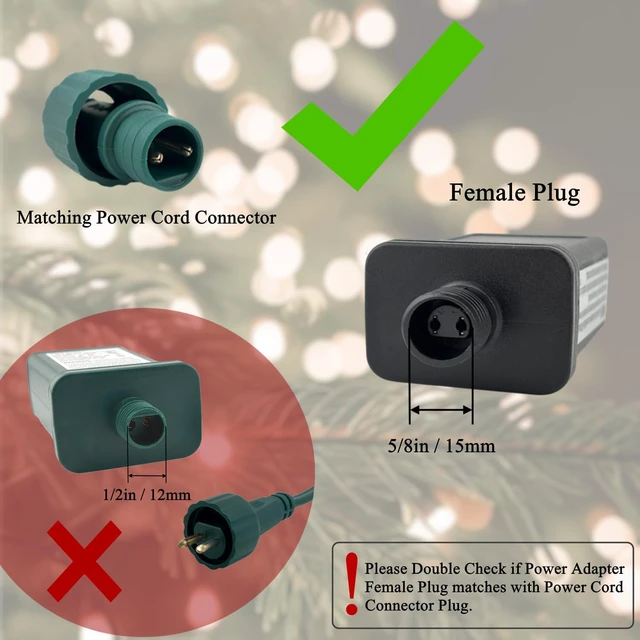 Alt view image 3 of 6 - 5/8 inch Plug Power Cord with On/Off Foot Switch 6FT w/Light Controle Module for Christmas Tree Holiday Lights Compatible Replacement for CZJUTAI Power Adapters - 8 Lights Mode