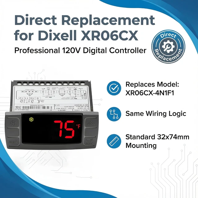 Alt view image 2 of 7 - XR06CX-4N1F1 120V Temperature Controller Compatible with Dixell, 120V