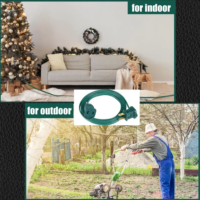 Alt view image 5 of 7 - 10 Pack 6 ft Green Ul Indoor Extension Cord 2 Prong Electric Cord Extender Wire Plug in and End Ac 120 Volts for Outdoor Christmas Connect or Extend String Lights