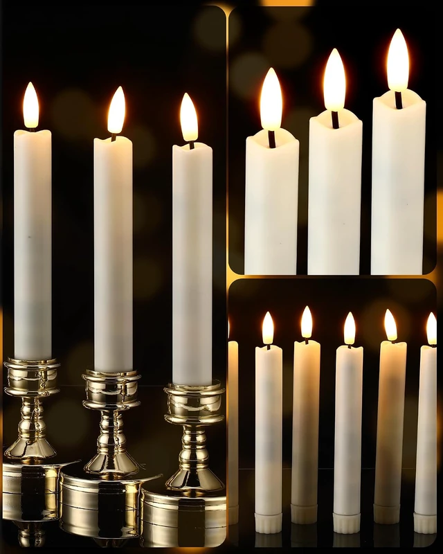 Alt view image 3 of 7 - 24 Pieces 6.5" Flameless LED Taper Candles with Remote Timer, Ivory