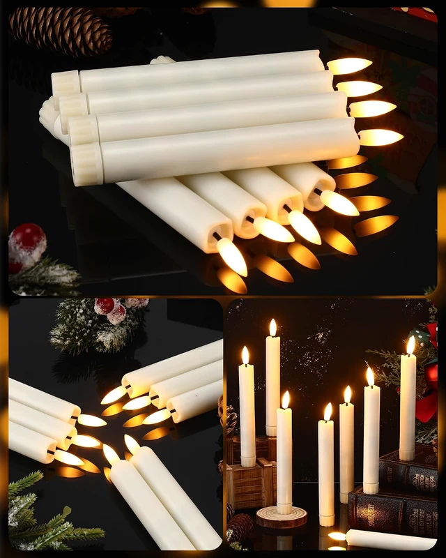 Alt view image 4 of 7 - 24 Pieces 6.5" Flameless LED Taper Candles with Remote Timer, Ivory