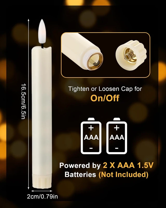 Alt view image 2 of 7 - 24 Pieces 6.5" Flameless LED Taper Candles with Remote Timer, Ivory