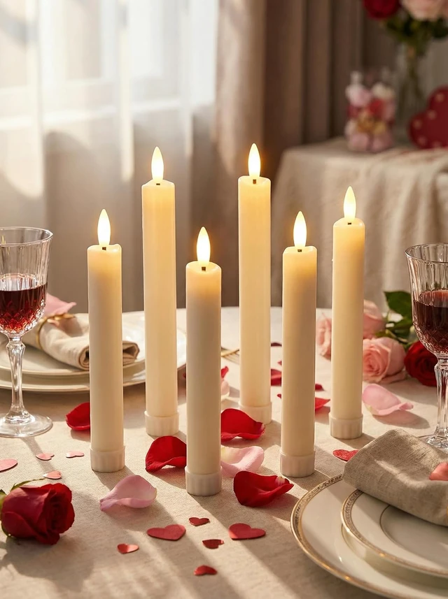 Alt view image 5 of 7 - 24 Pieces 6.5" Flameless LED Taper Candles with Remote Timer, Ivory