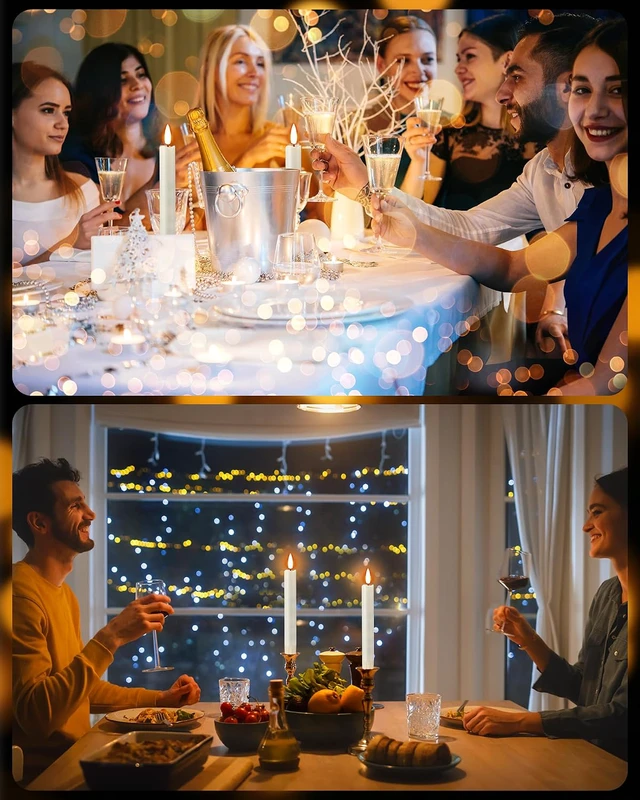 Alt view image 7 of 7 - 24 Pieces 6.5" Flameless LED Taper Candles with Remote Timer, Ivory