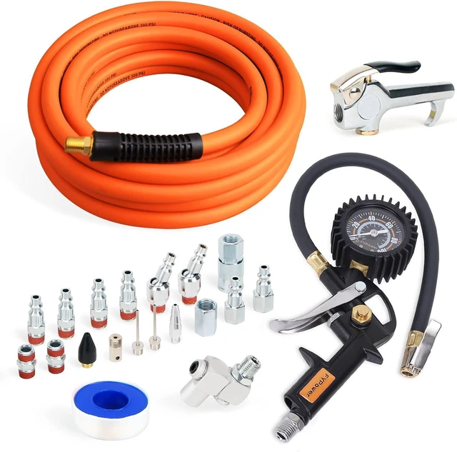 Main image of 22-Piece Air Compressor Accessories Kit with 25ft Hybrid Air Hose