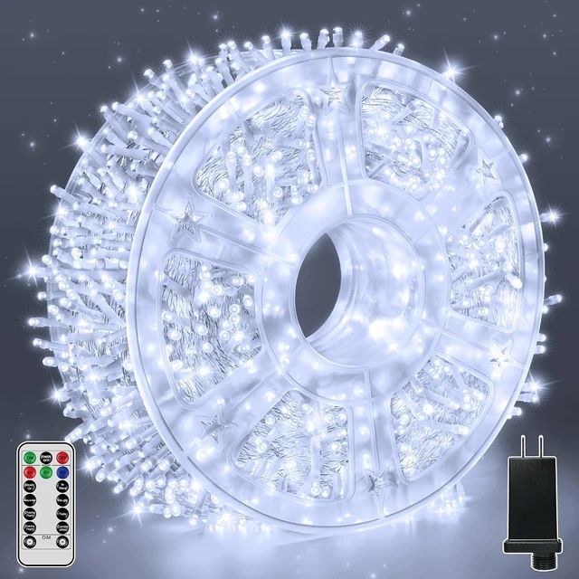 Main image of String Lights 1200LED 196FT, Waterproof Outdoor String Lights with Remote and Timer, 8 Modes Dimmable Fairy Lights for Indoor Outdoor Wedding Party Holiday Decorations (Cool White)
