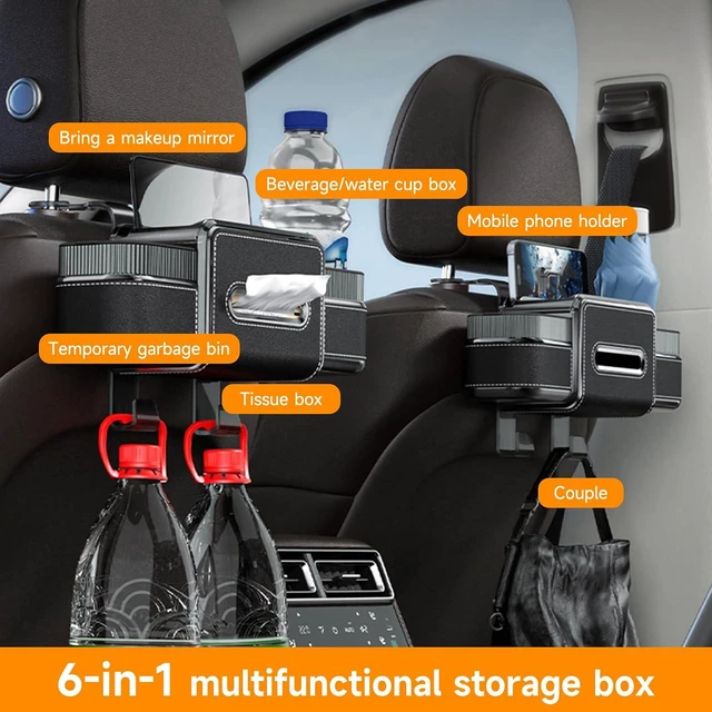 Alt view image 2 of 7 - 6-in-1 Car Headrest Backseat Organizer, Back Seat Car Organizer and Storage