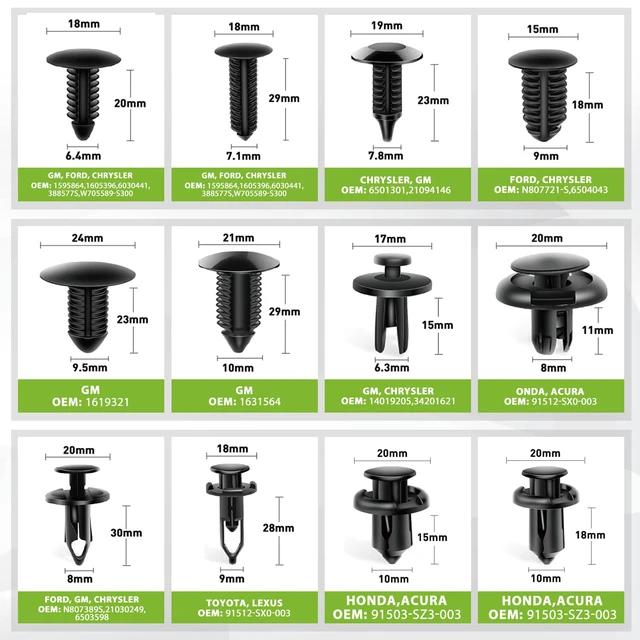 Alt view image 2 of 7 - Car Bumper Retainer Clips 700pcs,30 Sizes Auto Plastic Push Rivets Set with Fastener Remover for Toyota Gm Ford Honda Chrysler
