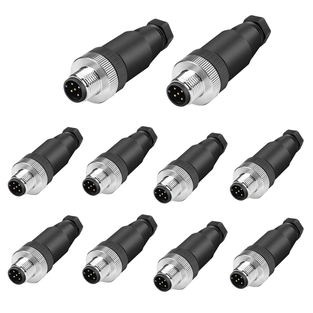 Main image of 10Pcs M12 5-Pin Male Aviation Connector Industrial A-Code Plug Waterproof