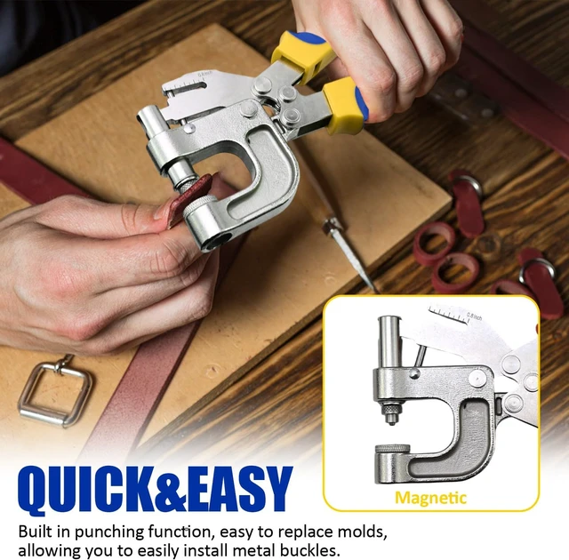 Alt view image 3 of 7 - Snap Fastener Tool Kit with Built-in Punch, 400 PCS 15mm Canvas Snaps in 4 Colors, Heavy Duty Snap Button Kit for Boat Cover, Leather, Fabric, Clothing Repair Blue-Yellow Ergonomic Pliers