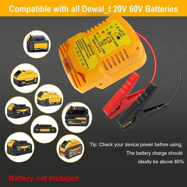 Alt view image 5 of 7 - CarJump Starter, Jumper Starter Adapter for DeWalt 20V 60V Battery, Jumper Cables 11AWG 1.2FT Automotive Booster Cable for Jump Starting Car Using Tool Battery