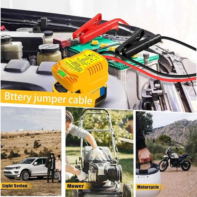 Alt view image 4 of 7 - CarJump Starter, Jumper Starter Adapter for DeWalt 20V 60V Battery, Jumper Cables 11AWG 1.2FT Automotive Booster Cable for Jump Starting Car Using Tool Battery