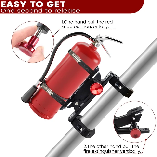 Alt view image 2 of 7 - UTV Fire Extinguisher Mount Kit - Quick Release Fire Extinguisher Mounting Bracket Adjustable 1.75'' to 2'' Roll Bar Aluminum Alloy Heavy Duty for Polaris RZR Ranger Can-Am Maverick ATV
