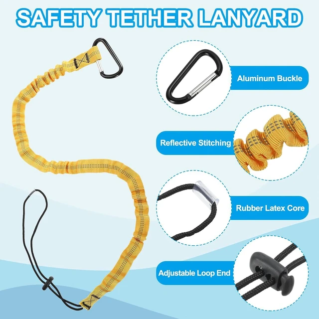Alt view image 3 of 6 - Retractable Tool Lanyard 3.6ft with Single Aluminum Buckle and Adjustable Loop End, Maximum Weight Limit 10KG / 22lb, Safety Fall Protection Tools Leash, 4 Colors 12 Pack